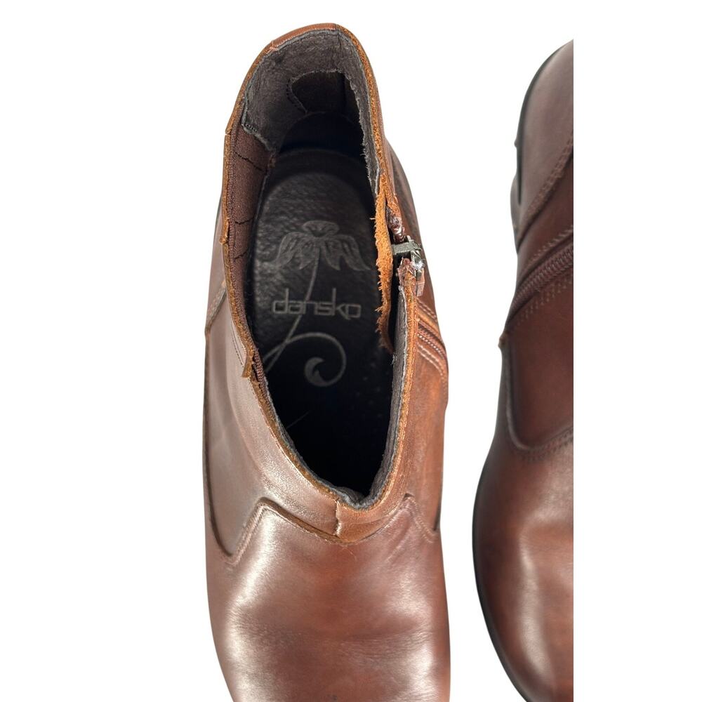 Dansko Faith Wedge Leather Ankle Boots Size 37 EU 6.5-7 US Brown - Picture 10 of 15